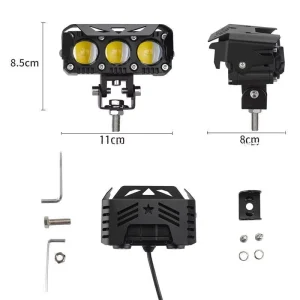 Motorcycle Head Light IP68 30W 12V LED Auto Lighting System Projector Mini Driving Light Dual Color for Motorcycle