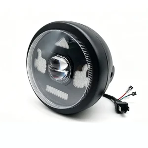 Motorcycle Headlight Kit 5.75 Inch Round Shaped 4 Modes LED Headlight H4 Auxiliary Light for Motorcycle Driving Fog Light