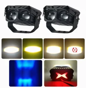 Motorcycle High brightness LED Dual color Spotlight Headlight High and Low Beam