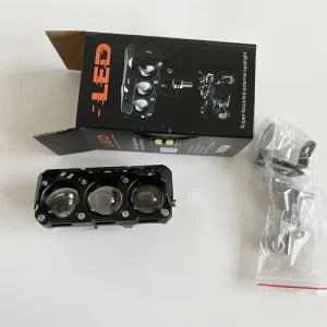 Motorcycle LED Dual color 4 Lens Headlight with Both Near Far Vision Functions Water resistant Design