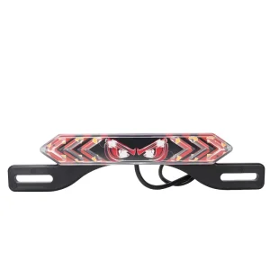 Motorcycle LED License Plate Light with RGB Color Flow and Yellow Turn Signal Taillight Warning Light