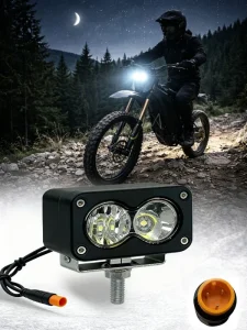 Motorcycle LED Light 3PIN Yellow Connector Universal Mount IP67 Waterproof Off Road ATV Dirt Bike