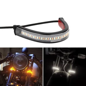 Motorcycle LED Light Shock Absorber Light Bar Daytime Running Lights Turn Signal Indicator 12V Dual Color White Yellow