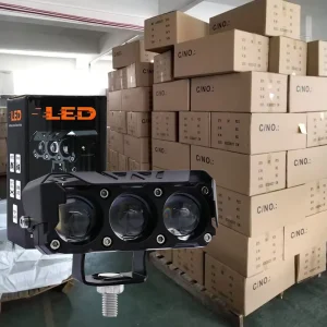 Motorcycle LED Spotlight Dual Color Hi Low Beam Fog Lamps for Car Trucks SUV UTV 12V 24VMini Lens Headlight Driving Light
