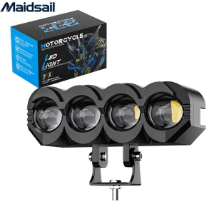 Motorcycle LED Spotlight Waterproof Headlight Two Color Concentrating Auxiliary Spotlight