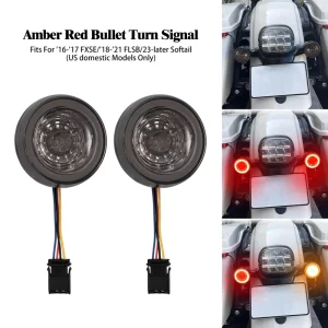 Motorcycle LED Turn Signal Light for Harley 1157 Bullet Style Brake Inserts for Harley Softail FXSE 16 17 Sport Glide FLSB 18 21