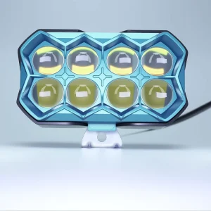 Motorcycle Lighting System Front 6 Lens Spotlights 50W LED Dual Color White Yellow 12V Headlight