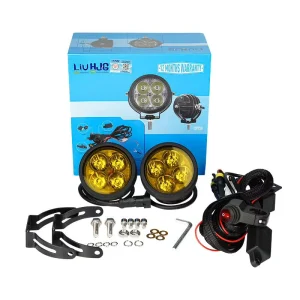 Motorcycle Lighting Systems 4 Lens 12 80V Round Led Fog Light HJG Yellow Color with Switch Led Auxiliary Lights