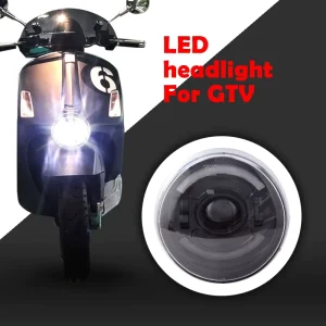 Motorcycle Lighting Systems Black Led Headlight Light with White DRL Head Lamp for Vespa Scooter GTV GTS
