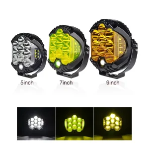 Motorcycle Lights 5/7/9 Inch LED Driving Light Amber DRL LED Work Light IP67 Waterproof 45/65/90W for ATV SUV