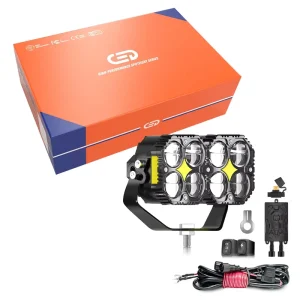 Motorcycle Mini Driving Light 140W 25000LM Moto Lighting Systems External Spotlight Dual Color