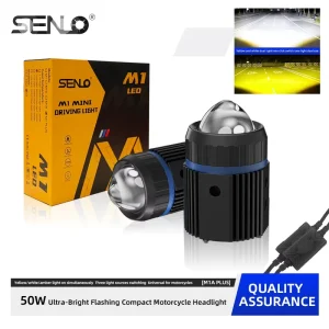 Motorcycle Mini Driving Light 50W 5000LM Moto LED Lighting Systems External Spotlight Dual Color