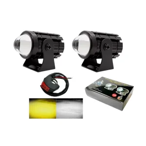Motorcycle Mini LED Driving Light Dual Color Headlight Auxiliary Spotlight Lamp ATV Scooter Moto Fog Light Accessories 12V
