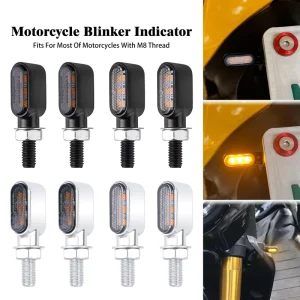 Motorcycle Mini LED Turn Signal E Mark Light Front Rear Indicators Flasher Amber Blinkers Lamp for Harley for Yamaha for Honda