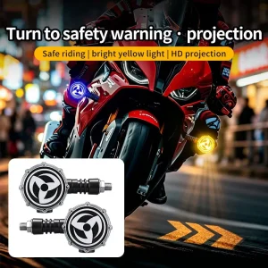 Motorcycle Projection Turn Signal LED Handlebar Mount Ground Illumination Lamp Colorful LED Ambient Light