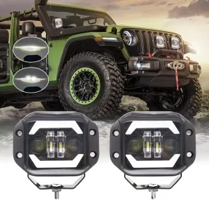 Motorcycle Work Light Square Waterproof Off Road Angel Eye 4inch 40w DRL Working Light for All Car