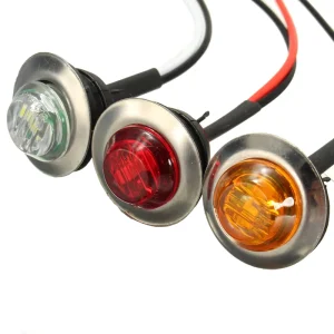 Multi Color 12V 3LED 3 4″ Universal Car Truck Trailer Mini Small Round Red LED Side Marker Lights Signal Lamp