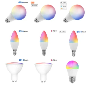 Multi Color Smart Light Bulb Compatible with Alexa Google Home Voice & App Control Dimmable E26 E27 GU10 Base No Hub Required