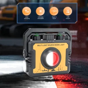 Multi-Functional Solar Work Light USB Rechargeable Dual LED Magnetic Hook Portable Emergency Inspection Lamp