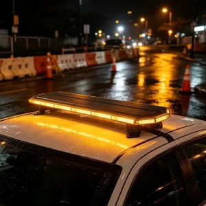 Multi-Voltage 12-24V Amber LED Signal Light Bar for Off-Road Excavators and Construction Vehicles Durable Illumination