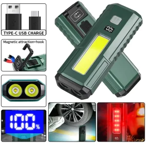 Multi-function 2400 Mah Flashlight Supports Output Portable Cob Side Light Work Lamp With Magnetic and Hook Work Lamp