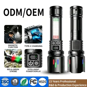 Multifunctional Rechargeable Flashlight 20W High Bright Magnet Torch Side Light IP66 Waterproof Camping Emergency Lamp