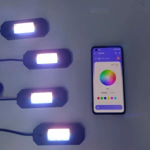 Music Sync Neon 4 Pieces RGB Rock Exterior Car Light Underglow Waterproof Lighting Kit LED Rock Light Kits with 4 Pods
