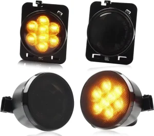 N2 Off Road Smoked LED Turn Signal and Side Marker Light Kit with Durable ABS Housing IP67 for Jeep Wrangler JK