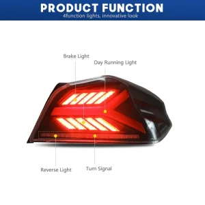 Nafu Auto Red PC Lens LED Tail Light Dynamic Sequential Signal Replacement Lamp for Old WRX Tuning Modification Parts