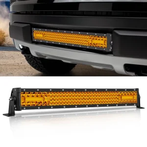 New 120W Amber 20inch Quad Row Led Light Bar Combo Beam IP67 Waterproof Plug and Play Universal Fitment for Truck Car Exterior