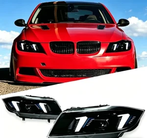 New 12V 05 12 Model for 3 Series E90 Headlight Assembly Modified LED Dual-color Adjustable Square Daytime Running Lights