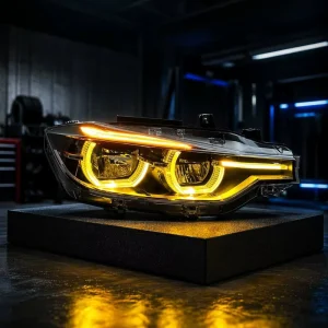 New 3 Series F30 F35 Retrofit Two Tone DRL 12V 35W LED Headlight Assembly Front Lamp SpoonStyle