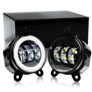 New 3.5 Inch 30W Wrangler LED Fog Light Assembly Yellow White Angel Eye Off Road Headlight Lens Daytime Running Lights 6000LM
