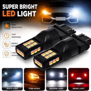 New 3157 Led Switchback Bulbs Turn Signal DRL Super Bright Dual Color White Amber Clear Lens Car Brake Light