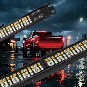 New 60 Inch Foldable Triple row LED Light Bar Tailgate Light for Pickup Truck SUVs IP67 Waterproof 12V Easy Mounting