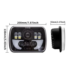 New 7 Inch H4 LED Light for Wrangler Road Square 7×6 5X7 Headlight Assembly Turn Signal DRL Sealed