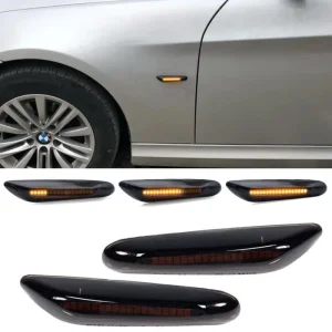 New Amber Dynamic LED Side Marker Turn Signal Light Plug and Play Smoke Black Crystal Lens for E46 E60 E81 E88 E90 E93