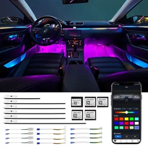 New Car Acrylic LED Ambient Light Dream Color Chasing Car Central Console Led Atmosphere Interior Decorative Light Strip