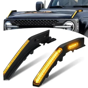 New Car Hood Handle Rainforest Branch Turn Signal Flow Light for 21 25 Bronco