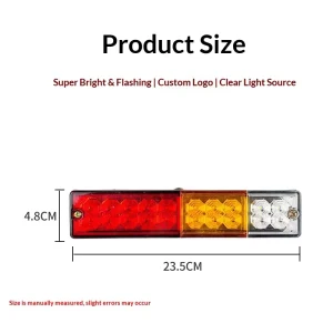 New Car Truck Lorry Heavy Duty Cargo Trailers LED Brake Light Anti Rear End Collision Tail Light Flowing Turn Signal Yellow Red