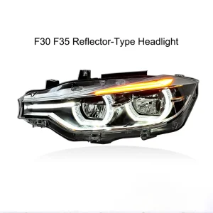 New Single Dual Color Spoon-Style Angel Eye DRL Reflector-Type LED Headlight Assembly for BMW 3 Series F30 F35