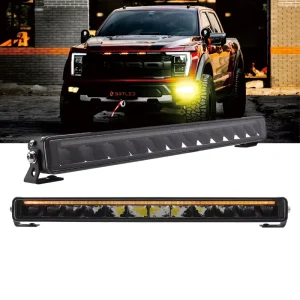 New Slim 20 Inch LED Light Bar with White Amber DRL & Driving Light Curved Design IP68 Waterproof 15500LM for Truck Offroad 4X4