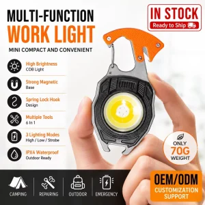 New Stock Rechargeable Ultra Bright Mini COB Pocket Work Emergency Light Keychain Magnetic Flashlight IP44 Rated Workshop Garden