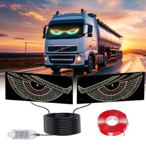 New USB Animated Demon Eyes LED Matrix Panel Truck Windshield Devil Eyes Lights for Car SUV Off road Vehicles