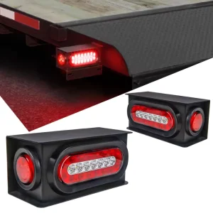 New Universal Pair Steel Trailer Light Boxes Housing Kit with 6″ Oval LED Tail Lights