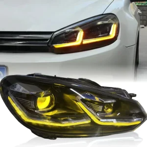 New Upgrade 12V Headlight Assembly with Demon Eye DRL Auto Accessory for Volkswagen Golf 6 GTI