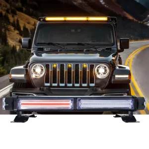 New Waterproof Heavy Duty 4 Sided COB LED Warning Light Bar 12 46 Inch Magnetic Base Wide Voltage 6500 Lumens Truck Lorry