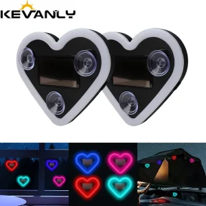 New Wireless Automotive Solar Car Interior Heart shaped LED Atmosphere Lamp Glowing Window Decoration High Quality Universal Fit