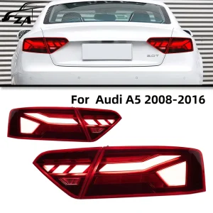 New ZhenAo High Performance Red Car Tail Lamp Modified Perfect Fit 6000K LED Running Brake Turn Signal Lights for Audi A5