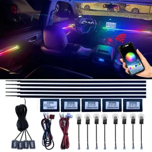 Newest Colorful Car Interior Strip Light 18 in 1 Optic Fiber Light RGB APP Control Ambient Lighting